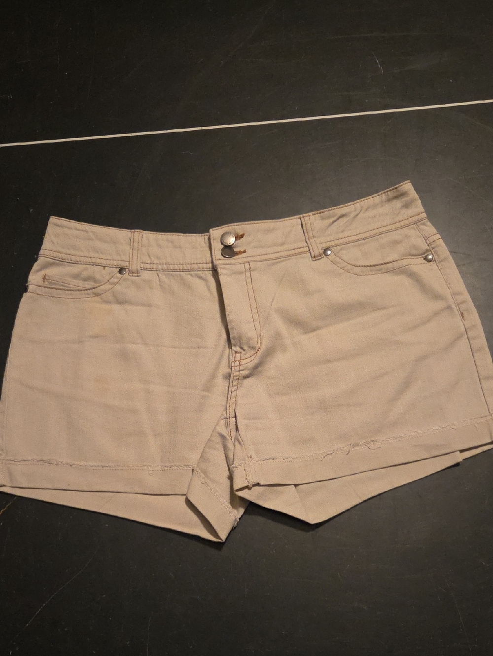 High-Rise Beige Women's Denim Shorts